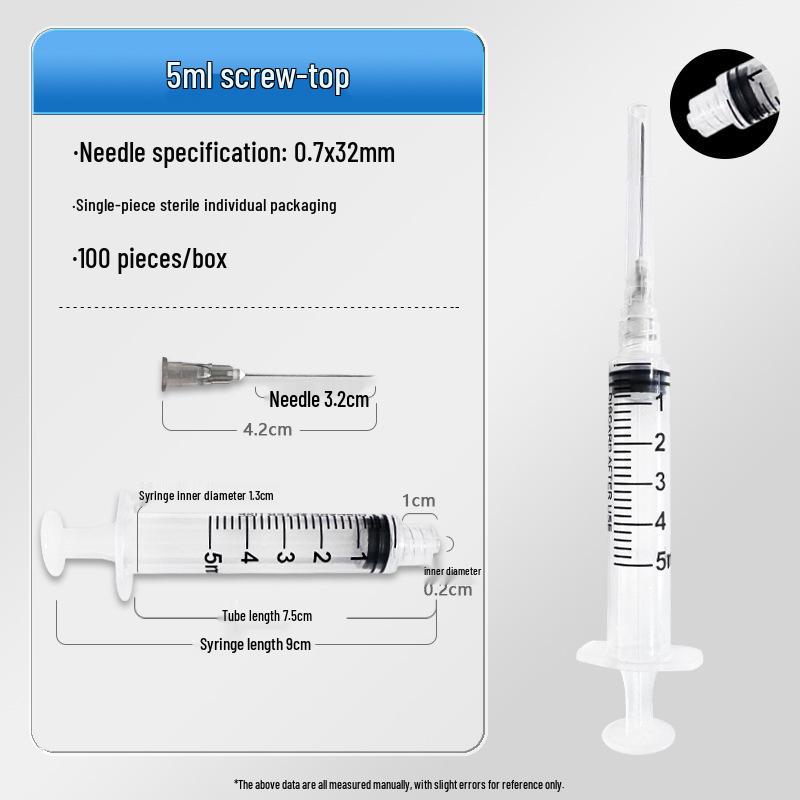 Disposable Sterile Syringe with Needle, 1-20ml, Screw Thread Socket