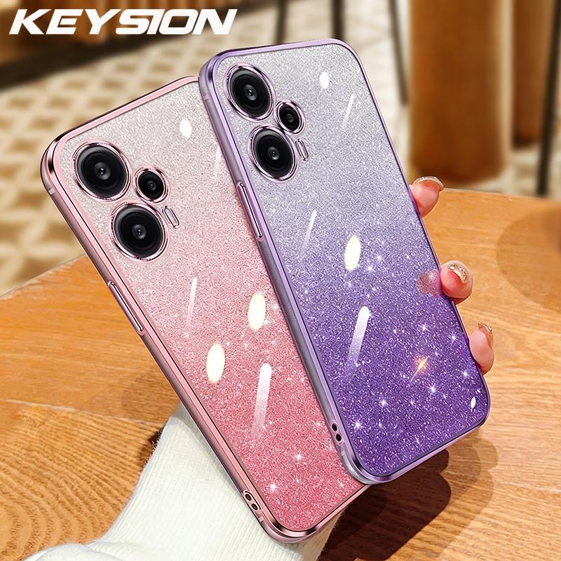 KEYSION Роскошный чехол-бампер с блестками для Xiaomi POCO F5, прозрачный, мягкий ТПУ, противоударная задняя крышка для POCO F5 Pro