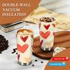 Cute Hand Painted Colorful Heart Pattern Insulated Coffee Tumbler, Vacuum Travel Mug with Lid, Reusable Cup for Office School Gift