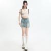 Light Blue Denim Short Skirt for Women In Summer High Waist Slim and Elastic Small Hot Girl A-line Hip Skirt Wide Legs