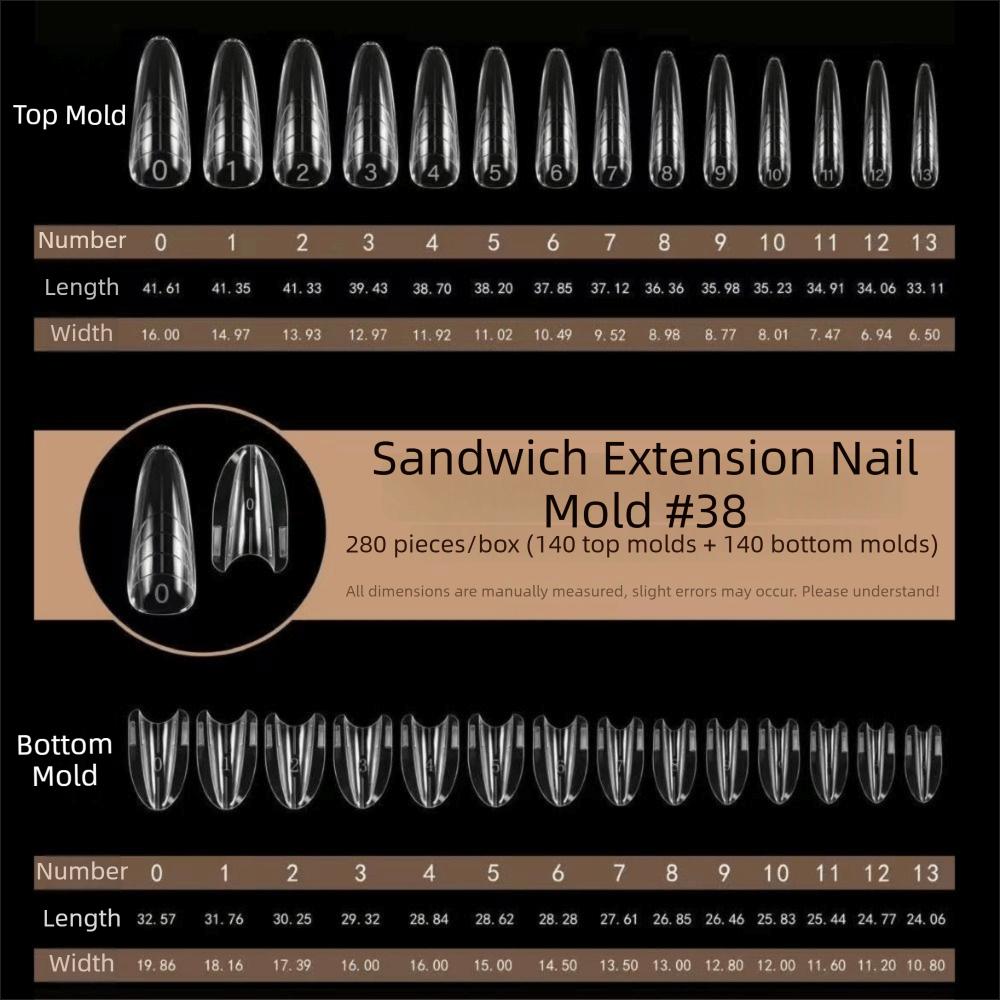 140/280pcs Reusable Nail Extension Forms Square Oval Coffin Nail Molds Manicure Tools