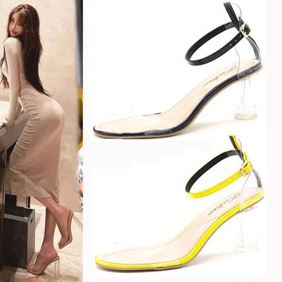 Мода 2024 года, лето, женские прозрачные босоножки на высоком каблуке, сексуальные босоножки с пряжкой, прозрачные женские туфли для вечеринок, женские дизайнерские босоножки на каблуках