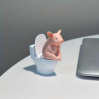 Очаровательная фигурка розовой свинки на унитазе - Причудливый ПВХ декор для дома, офиса и автомобиля | Идеальный подарок для друзей | Универсальный для дома