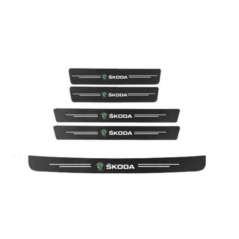 WUM1 Carbon Fibre Car Door Sill Threshold Bumper Protector Sticker For Skoda octavia 2 a7 a5 rapid fabia yeti superb SCALA Accessorie