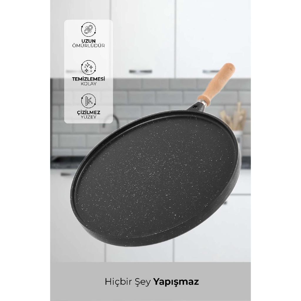 Double Sided Granite Casting Flatbread Pancake Grill Handle Removable Baked Grill Pastry Tray