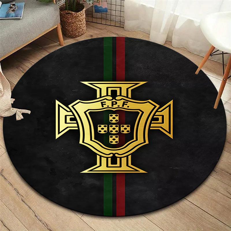 Portugal National Football Team Round Area Rug,Carpet Rug for Living Room Bedroom Sofa Playroom Decor,Non-slip Floor Mat