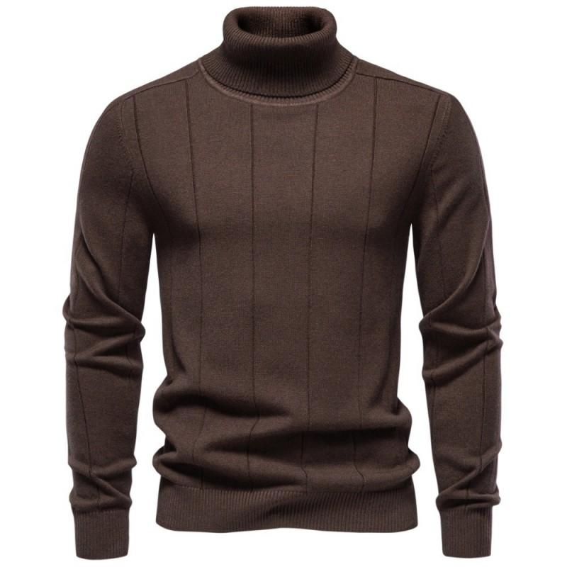 Mens Warm Thick Knit Sweater High Turtleneck Slim Fit Long Sleeve Fall Winter 2026