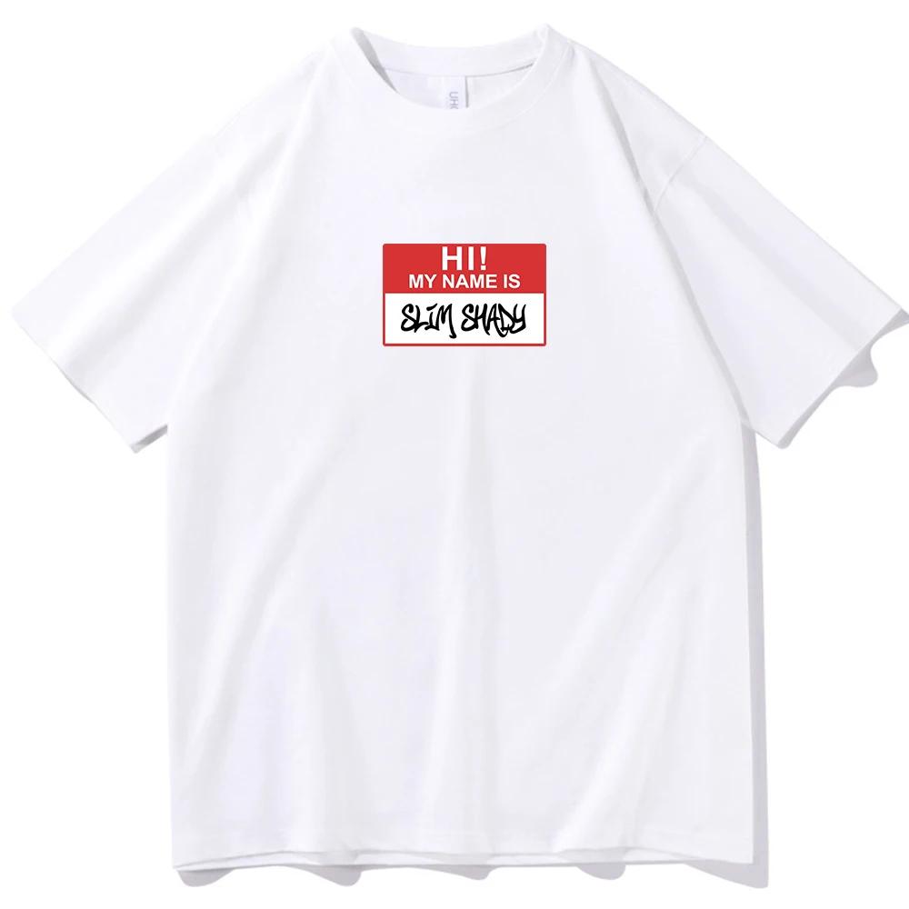 Футболка Eminem Hi My Name is Slim Shady с круглым вырезом и коротким рукавом Подарок для фанатов