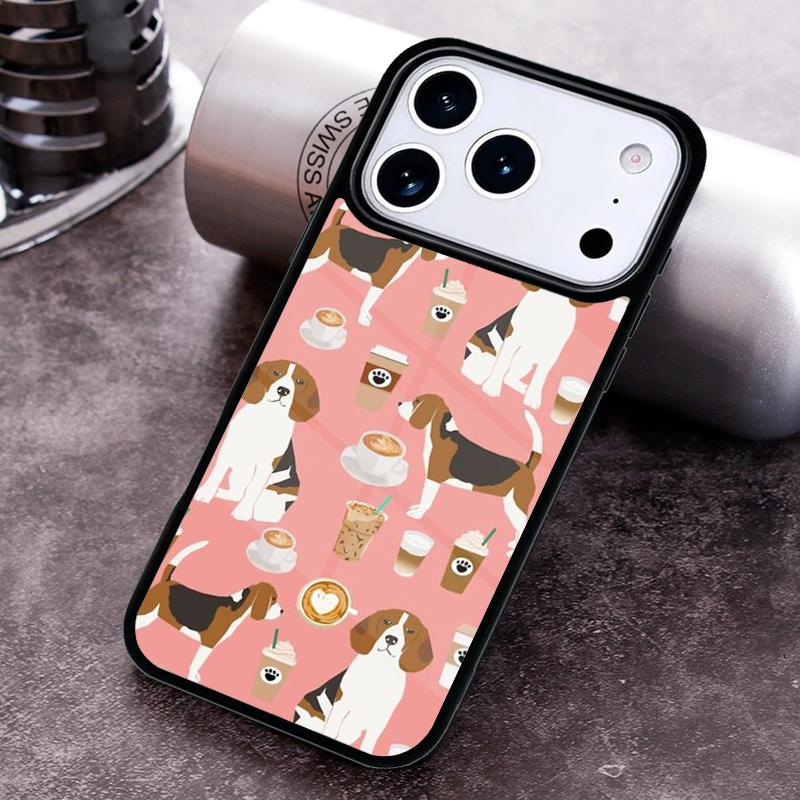 Чехол для телефона с рисунком Бигля и цветами Для iPhone 17 16 15 14 13 12 11 Pro Max Plus 17Air Мягкий силиконовый чехол