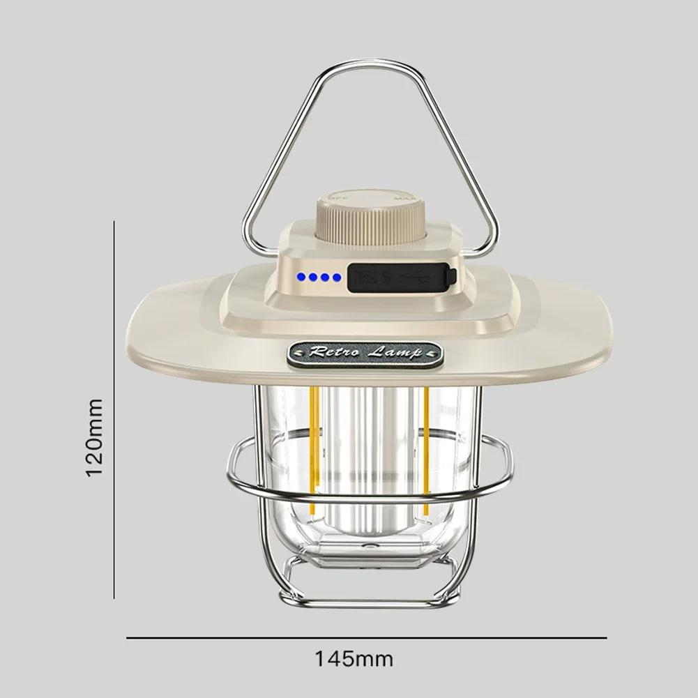 Retro Camping Light Portable Camping Lantern 4500mAh Outdoor Hanging Tent Light for Hiking Climbing Emergency Light Power Bank