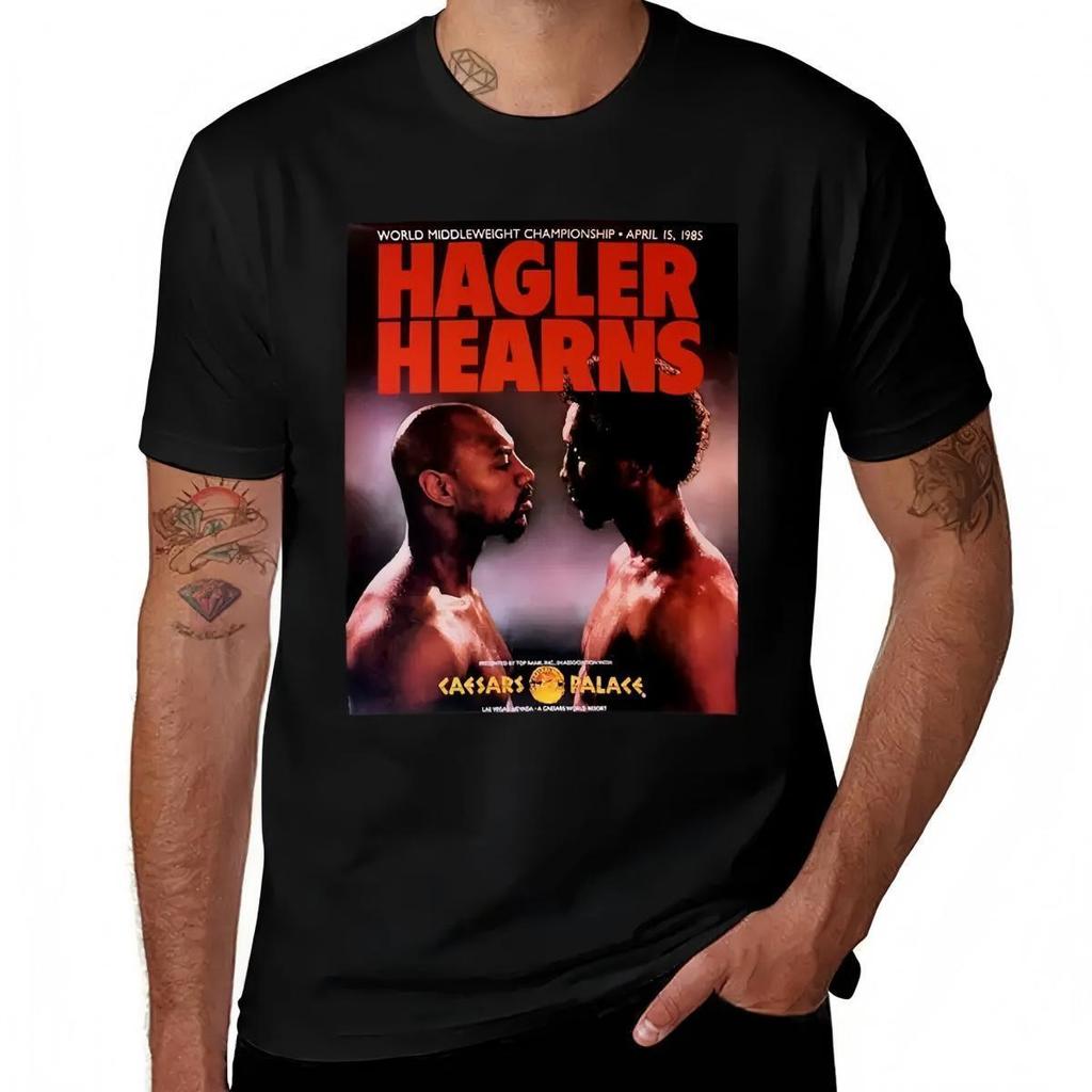Hagler vs Hearns 1985 fight poster graphic t-shirt