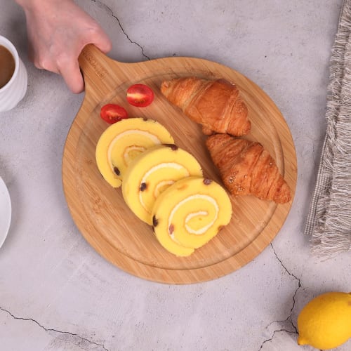 Takemi Shoji Yoshiki Kobo (YOSHIKI) Bamboo Cutting Board, Pizza Cutting Board, Round Pizza Board, Pizza Plate, Bread Cutting Board, Natural Color, YK-