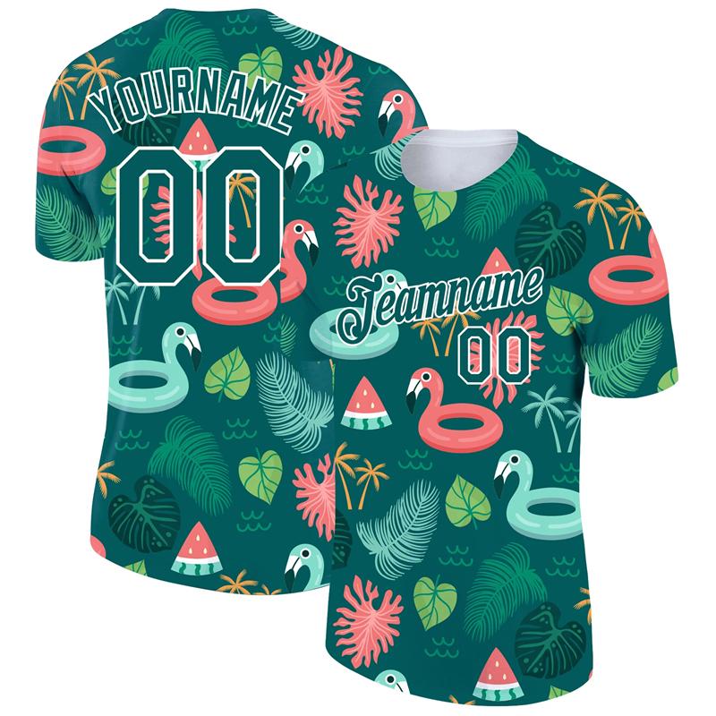 Flamingo Graphic 3D Print Customized Name Jersey Men's T-shirt Short Sleeve Gym Sport Fitness Hawaiian Style Tees