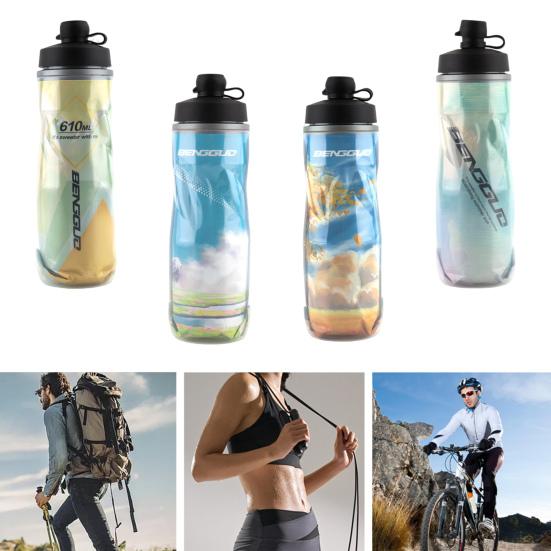 Бутылка для воды для велосипеда объемом 610 мл с пылезащитной крышкой, большая емкость, изолированная, портативная, легкая, для путешествий на открытом воздухе, для занятий спортом, для велоспорта, сжимаемая, питьевая бутылка