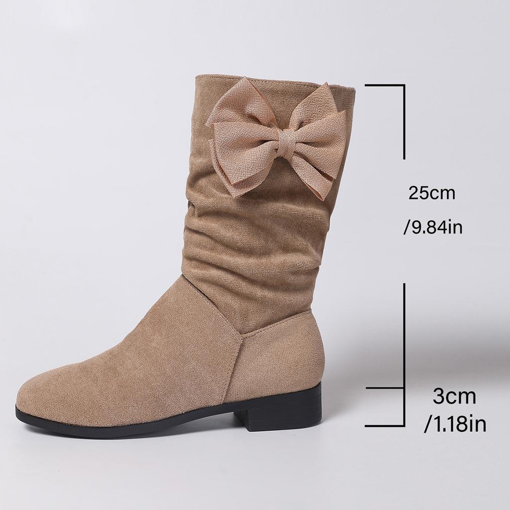 Women's Natural Suede Western Boots Thick Pointed Short Boots Vintage Pleated Fashion Boots Women's Autumn