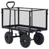 Chariot à main - Noir - Acier durable - 350 kg - Grandes roues pneumatiques - Jardinage