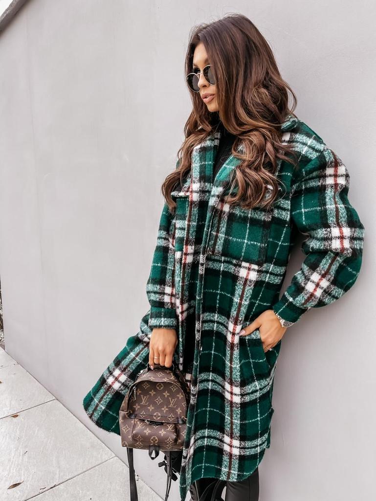 2020 Autumn/Winter Long Sleeve Plaid Shirt Jacket