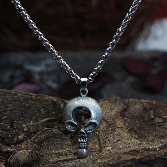 Ожерелье ювелирные изделия в стиле панк Винтаж серебряный цвет вопросительный знак череп кулон украшение на шею ювелирные изделия