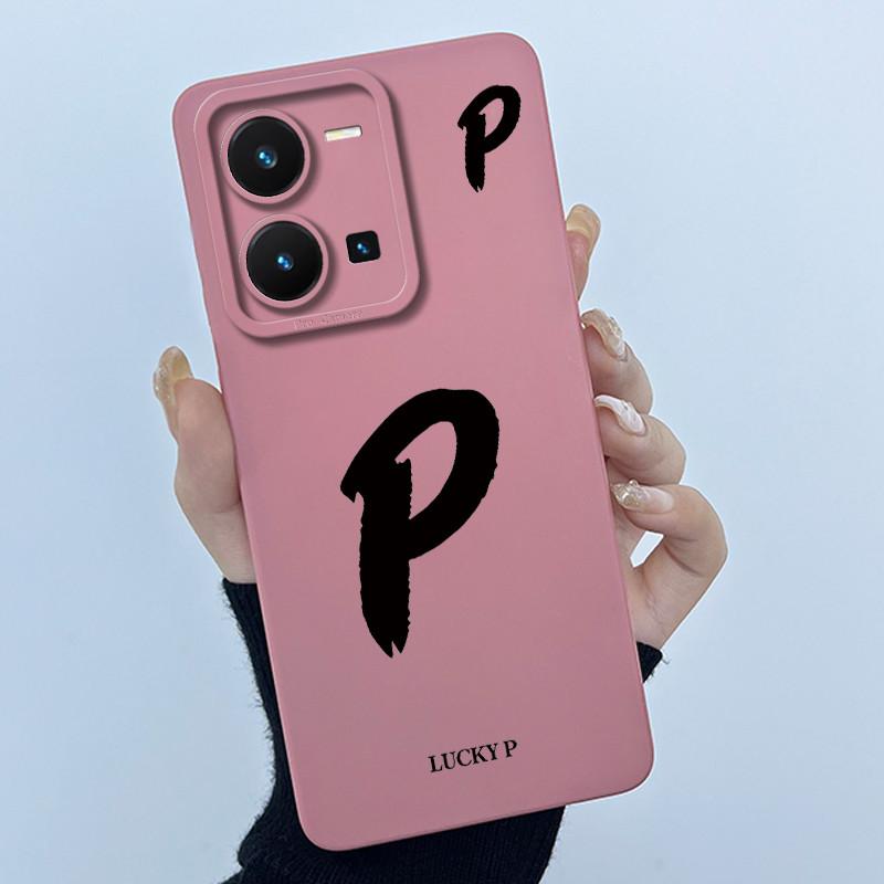 Чехол для Vivo Y35 Милые начальные буквы Мягкая задняя крышка из жидкого силикона для Vivo Y 35 4G Funda Защита от падений Защитный чехол