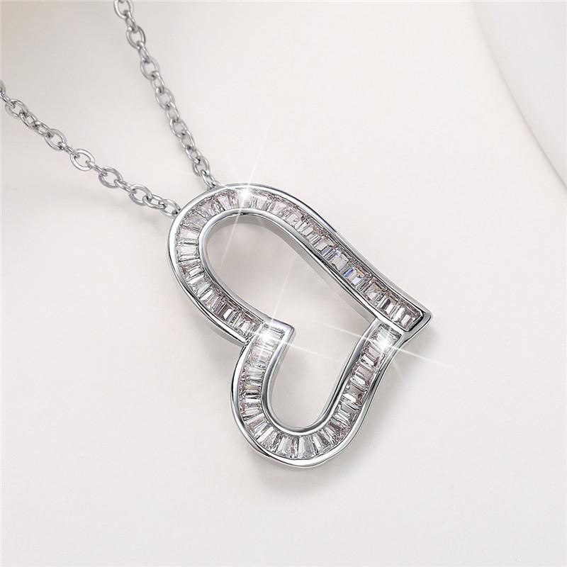 New 2022 Heart Necklace Series for Women Luxury Silver Color Chain Pendant Necklace with CZ Wedding Trend Eternity Jewelry