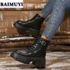 Fashion Women Platform Ankle Boots Fur Chunky Shoes Winter Short Plush Snow Boots 2025 Trend Lace Up Zip Leather Goth Warm Botas Mujer