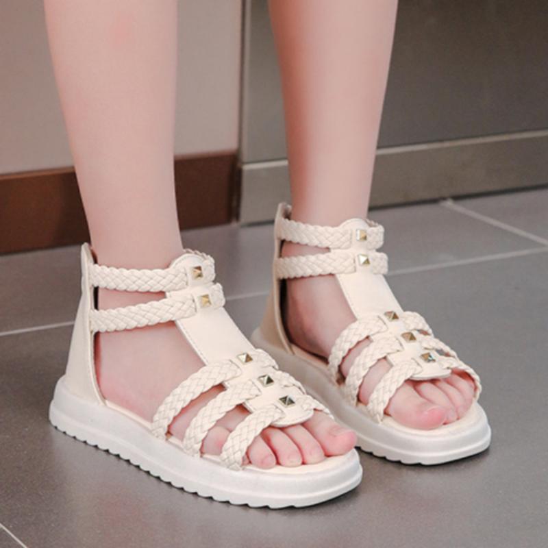 Girls Summer Sandals for Middle and Large Children Soft Bottom Open Toe Girls Baby Children's Roman Shoes