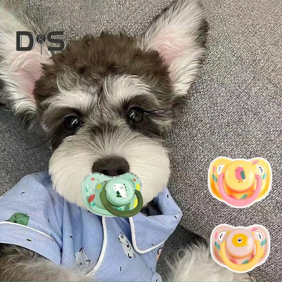 3Pcs Pet Dog Silicone Pacifier Rotatable Detachable Portable Pet Calming Chew Toy Small Soft Dog Cat Teething Toy Animal Accessories