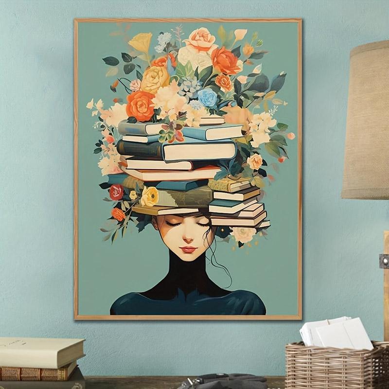 1pc Vintage Library Bookshop Canvas Wall Art Poster Book Stacks Book Lovers Gifts Living Room Kitchen Bathroom Decor
