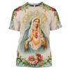 Летняя женская футболка с коротким рукавом, рубашка с круглым вырезом и 3D принтом, модный повседневный топ с рисунком Христа Иисуса Девы Марии
