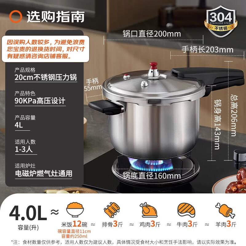 ASD 4L 304 Stainless Steel Explosion-Proof Pressure Cooker
