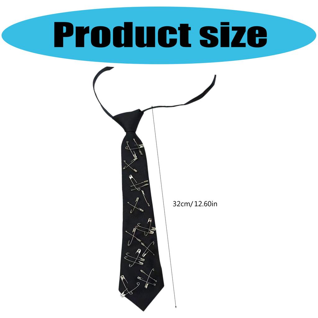 Y2K Girl Tie for Theme Party Knotfree Neck Tie with Pin Decors School Event Shirt Tie for Everyday Use Uniform Accessory