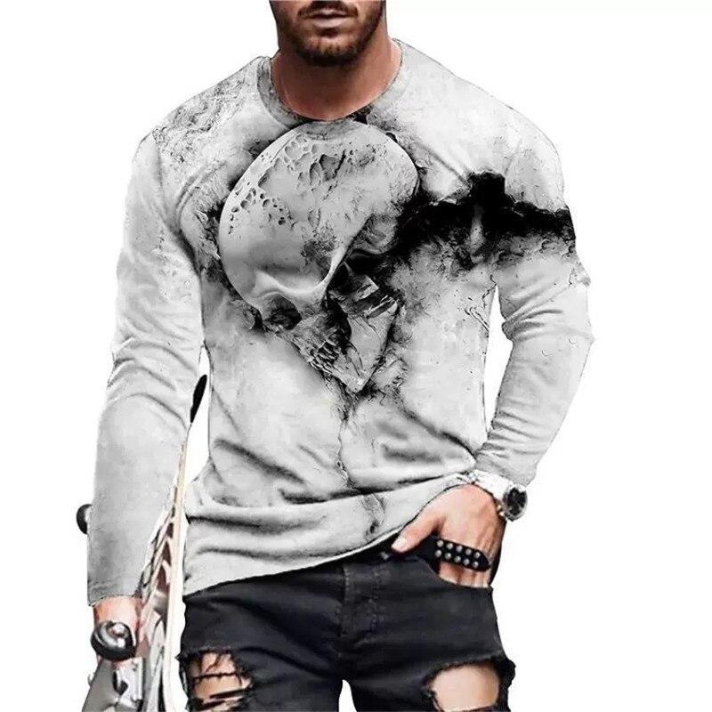 Spring Autumn Men Casual 3D Digital Print Hip Hop T Shirt Men Sport Long Sleeve Round Neck Fitness Tops T Shirt