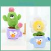 Creative Plush Cactus Plant Toy Home Decor Cute Sunflower Plush Doll In Purple And Brown