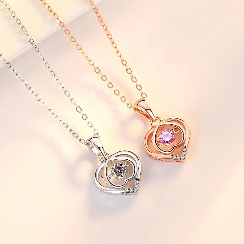 Ожерелье Double Love Heart-spirited для женщин, подвеска Beating Heart, цепочка на ключицу, цепочка на шею