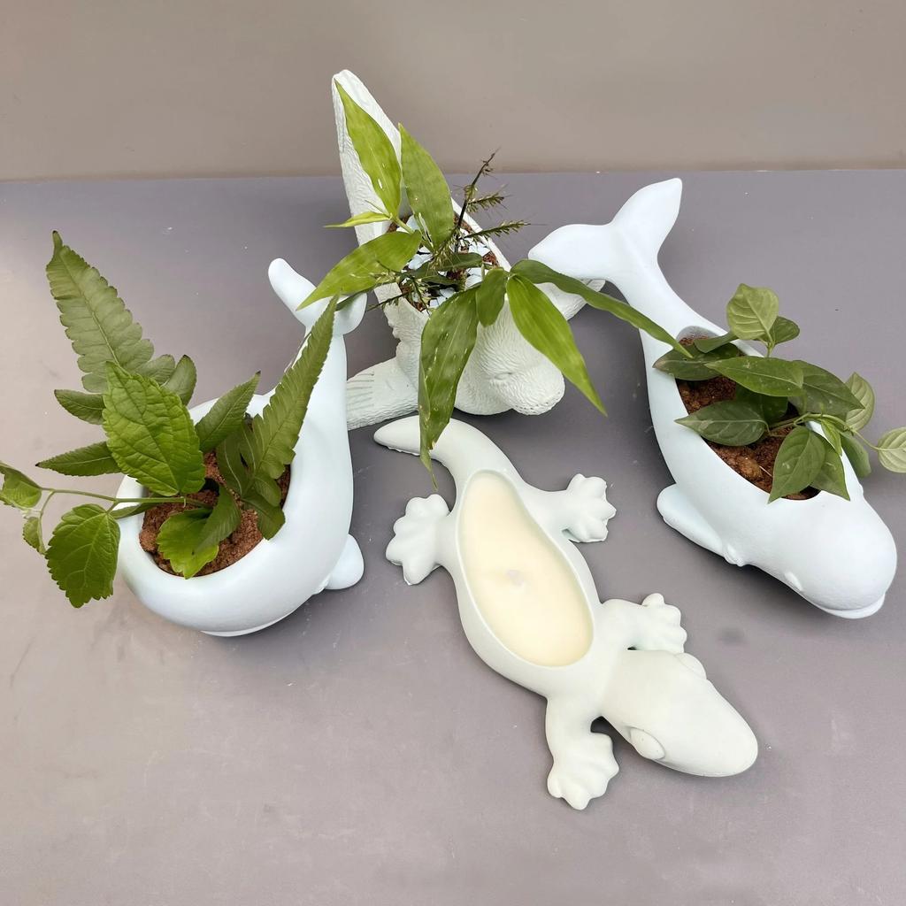 Большой DIY Морское Животное Кит Тюлень Суккулент Растение Цветочный Горшок Смола Силиконовая Форма Маяк Подсвечник Чашка Бетонная Гипсовая Форма