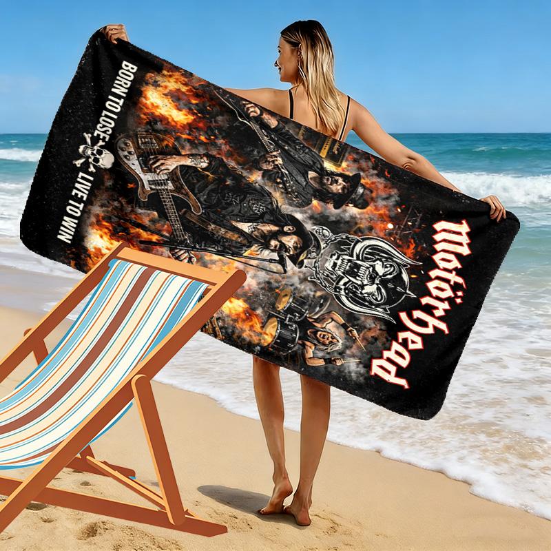 Motorhead Print Beach Towel, Large Soft Quick Dry Towel for Beach Camping Swimming