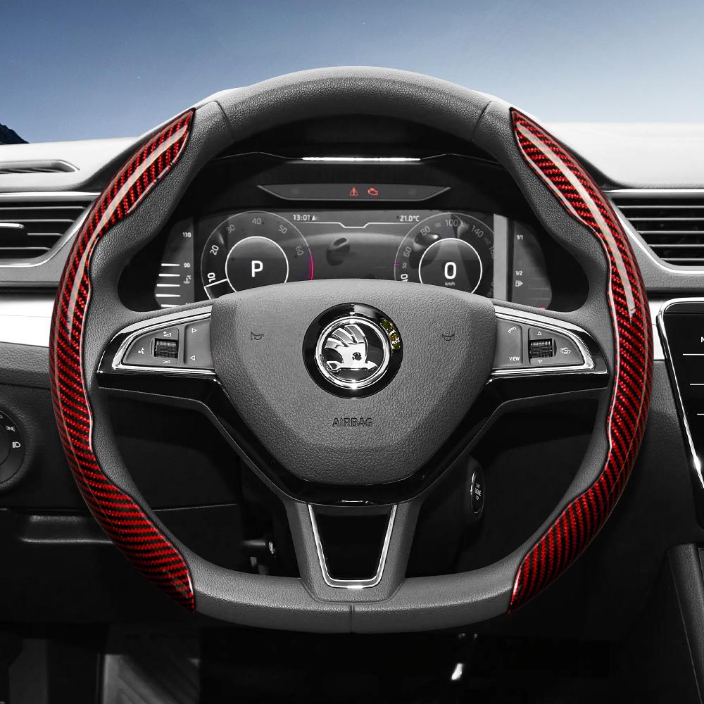 KTDJ9 Подходит для Skoda Рулевое колесо с текстурой под карбон, с сегментированным дизайном и быстрой фиксацией, долговечное, для Octavia