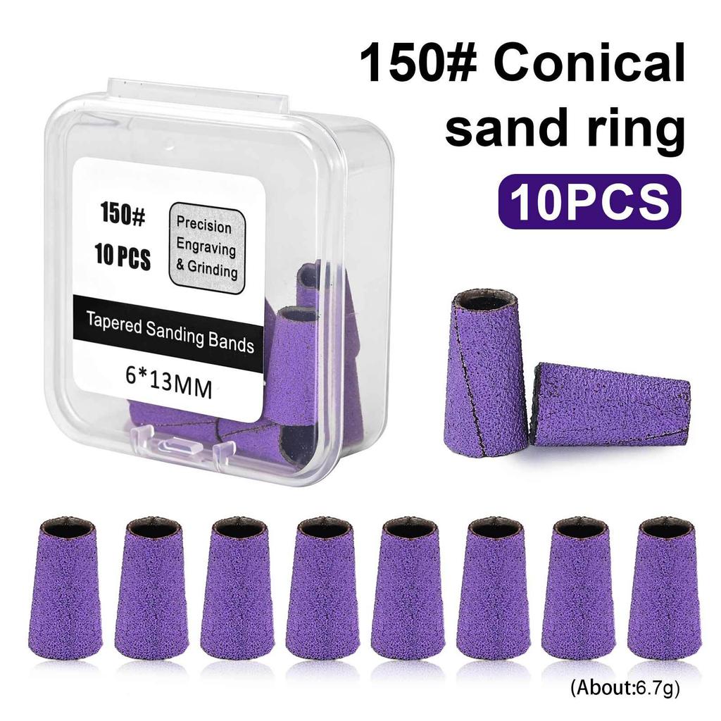 Tapered Manicure Sanding Ring Grinding Head 150/240 Mesh Sharp Sanding Ring Sand Set This Nail Repair Dead Skin Nail Groove Polishing Sanding Ring