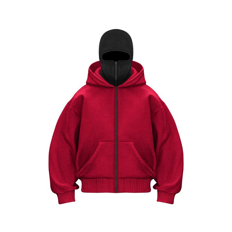Trendy DIY Plain Zipper Hooded Sweatshirt for Men & Women - Double Hood, Perfect for Spring and Autumn