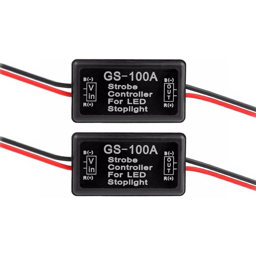 iBrightstar 9-30V Flashing Strobe Blinking Controller Flasher Module for LED Brake Tail Stop Light High Mount/3rd Brake Lights - 2Pack