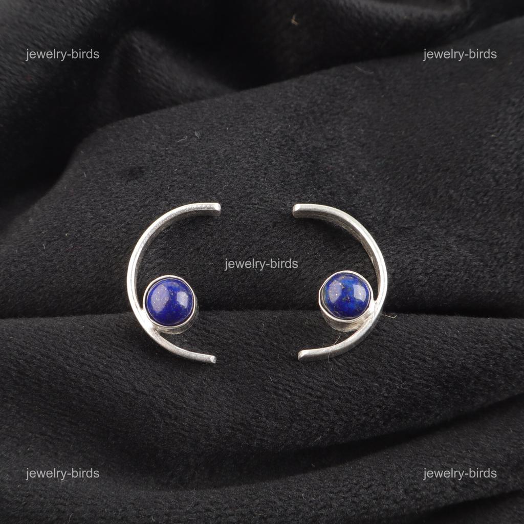 Сделка ко Дню матери Натуральные серьги-пусеты из лазурита Ювелирные изделия Серебро 925 пробы EE-145-21
