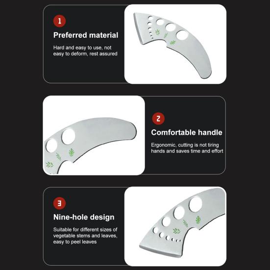 Herb Stripper with 9 Holes Ergonomic Design Corrosion-Resistant Vegetable Leaf Stripping Tool Stem Remover Kitchen Gadget