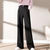Зимние женские шерстяные брюки, повседневные однотонные шерстяные женские широкие брюки, женские прямые длинные брюки с высокой талией в стиле OL, дропшиппинг