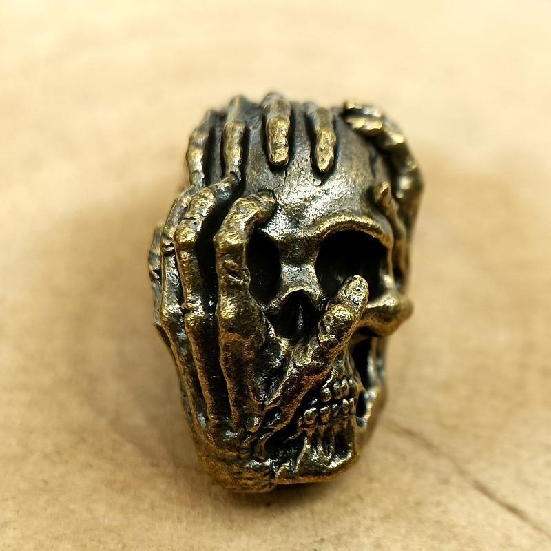 Outdoors Tool Brass Three Handed Skull Knife Beads Lanyard Pendant Backpack Bracelet Necklace Keychain DIY Accessories