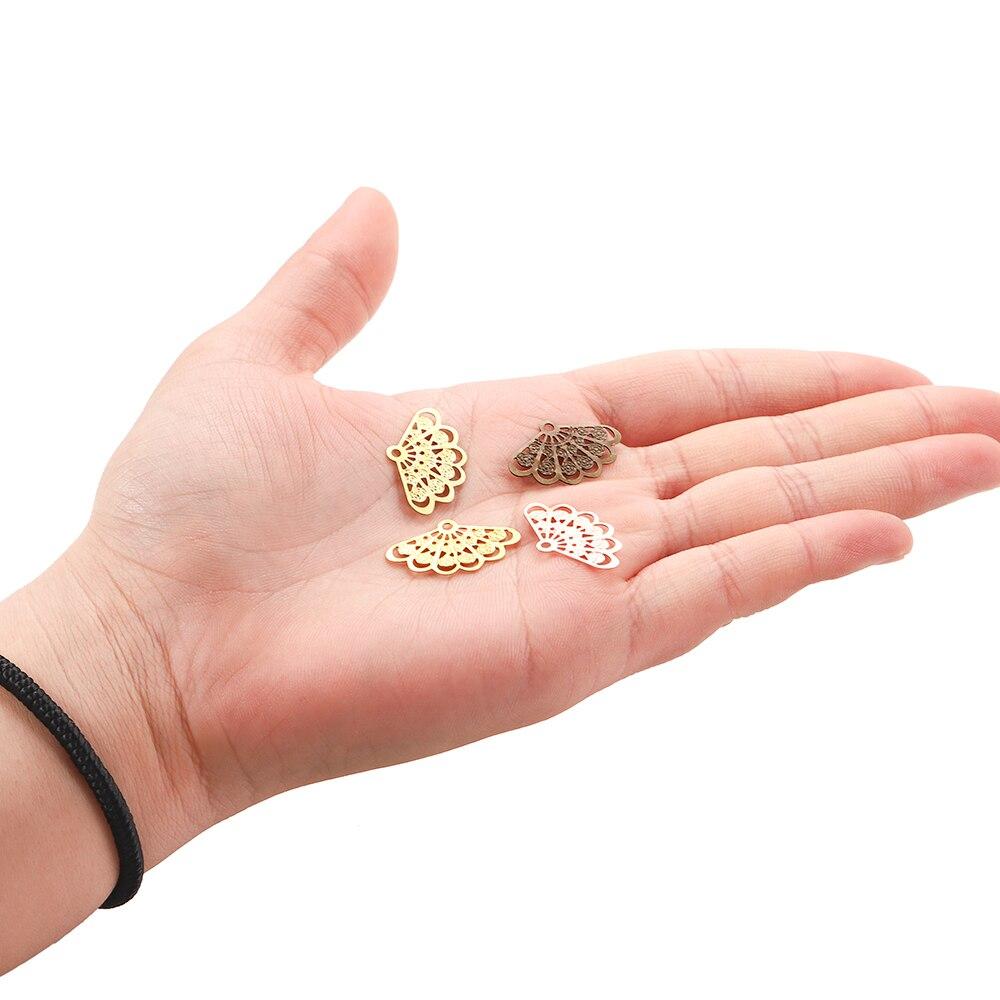 50 шт./лот, металл, латунь, филигрань, секторная форма, подвески, ожерелье, кулон для изготовления ювелирных изделий своими руками, принадлежности для изготовления ювелирных изделий, кулон, браслет