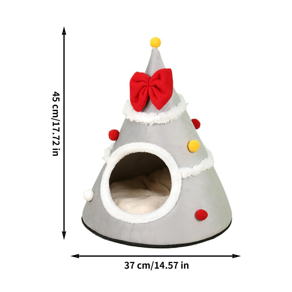 Christmas Tree Cat Housecat Mat Beds Winter Warm Cat Bed Pet Mattress Warm Cat Dog Sleeping Nest Cave for Small Dogs Cat