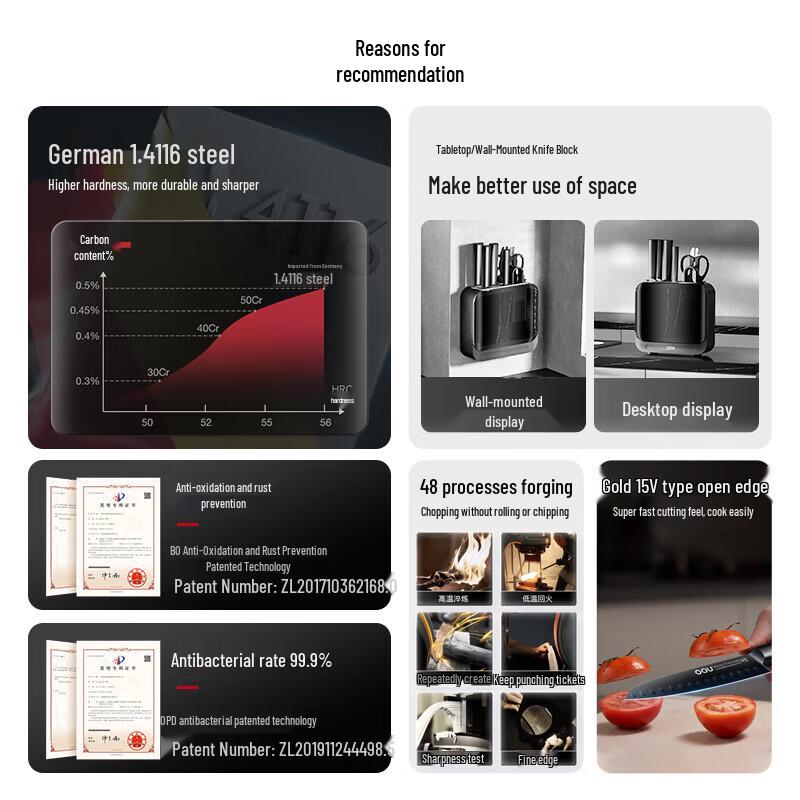 OOU Master Series Black Blade 7-Piece Antibacterial Camping Set