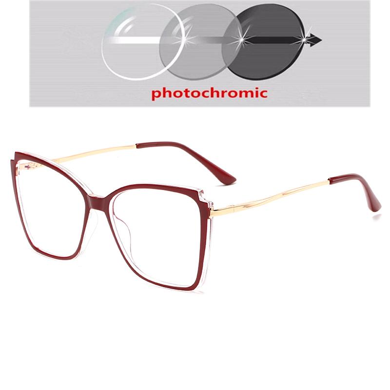 Крупная оправа Кошачий глаз Защита от синего света Металл Минус Диоптрии Очки для близорукости Диоптрии 0 -0.5 -0.75 До -6.0