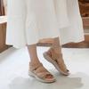 Summer 2025 New Leather Sandals For Women In Women's Sports Style Wedge Lightweight Velcro Large-Size Slippers For Women Casual