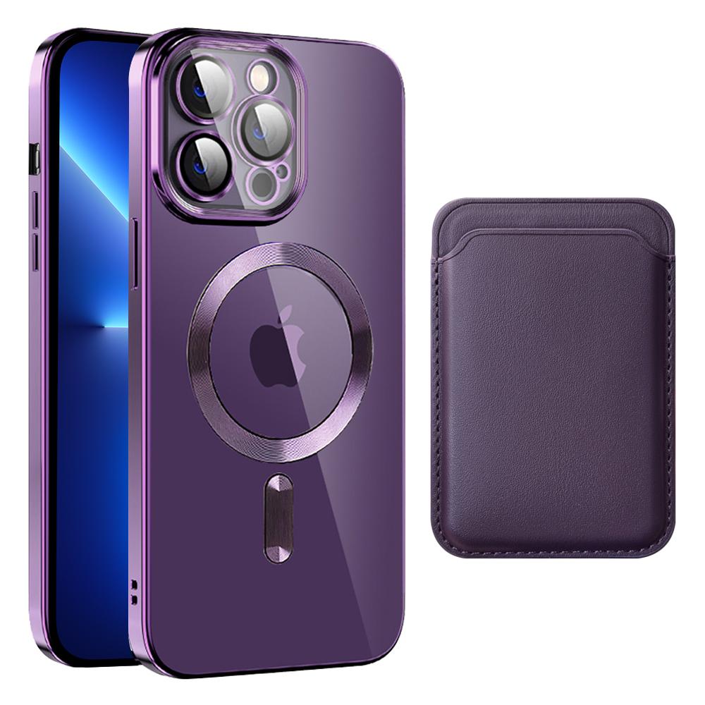 CD Texture Phone Cover for iPhone 13 Pro 6.1 inch TPU+PC Case Compatible with MagSafe with Card Bag